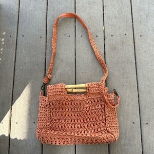 Free People Coral Shoulder Bag with Bamboo Handle